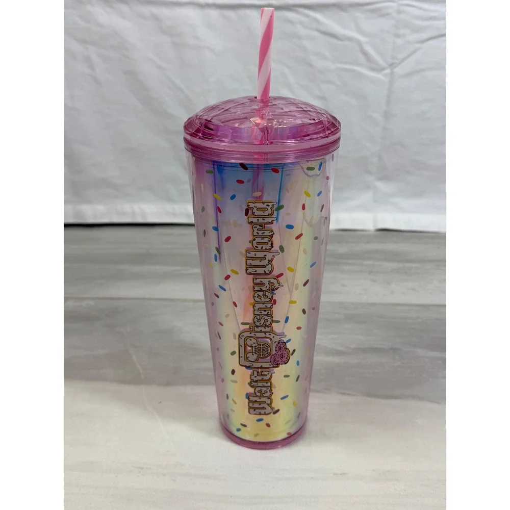Starbucks Disney World Donut Sprinkle Iridescent 24oz Venti ColdCup Tumbler Pink